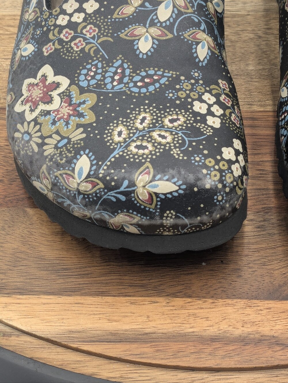 Papillio Birkenstock Floral Clogs EU 36 US 5 5.5 Black Boho Comfort Shoes - Picture 14 of 14